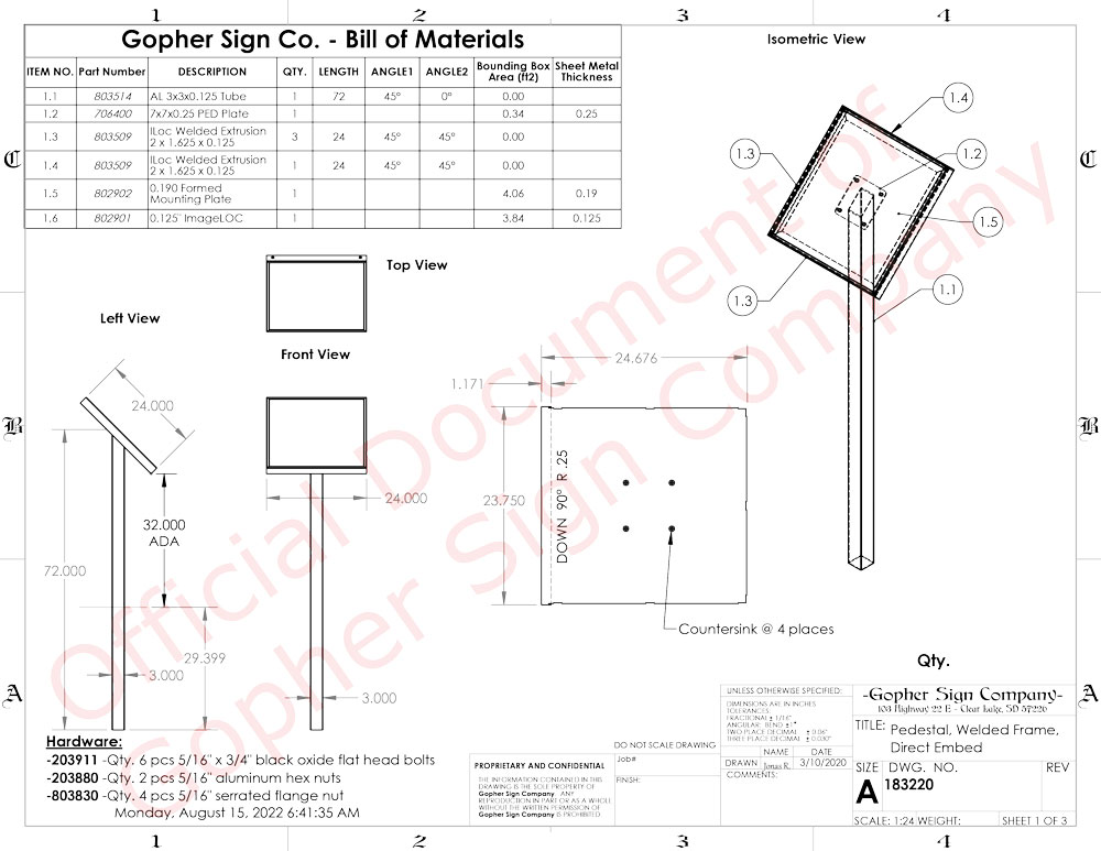 24X24 Pedestal Style Interpretive Sign Mt 1 - Gopher Sign Company