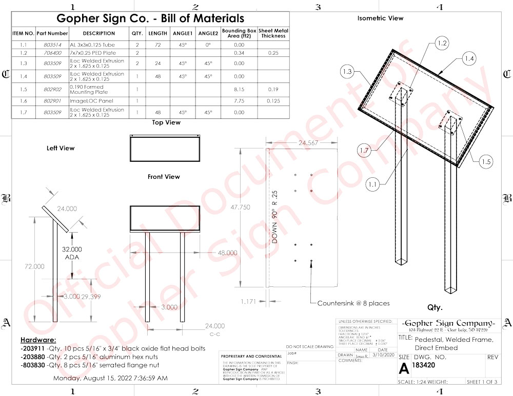 48X24 Pedestal Style Interpretive Sign Mt 1 - Gopher Sign Company